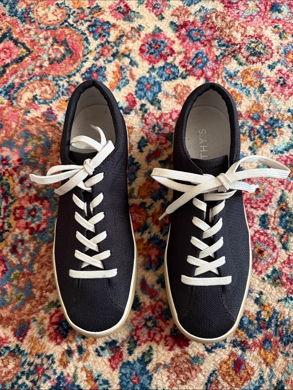 Rothy's Black Knit Women’s Sneakers with White Laces